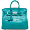 Hermès Birkin 25 Blue Paon Matte Crocodile Alligator PHW