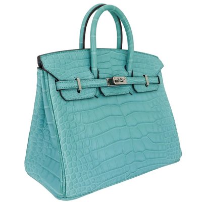 Hermès Birkin 25 Blue Saint Cyr Matte Crocodile Alligator PHW