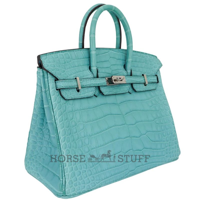 Hermès Birkin 25 Blue Saint Cyr Matte Crocodile Alligator PHW