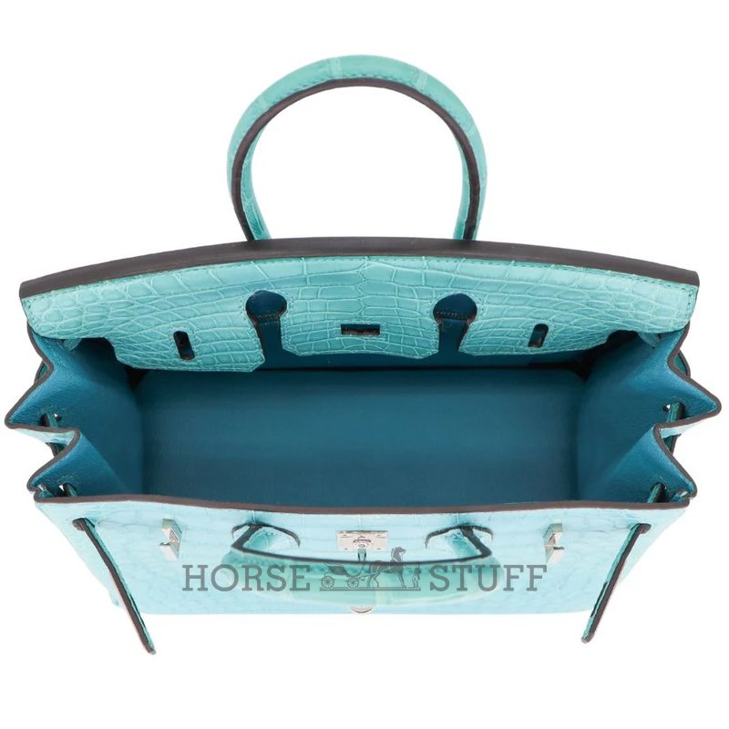 Hermès Birkin 25 Blue Saint Cyr Matte Crocodile Alligator PHW