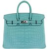 Hermès Birkin 25 Blue Saint Cyr Matte Crocodile Alligator PHW