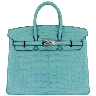 Hermès Birkin 25 Blue Saint Cyr Matte Crocodile Alligator PHW