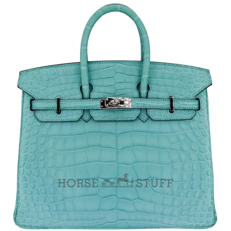 Hermès Birkin 25 Blue Saint Cyr Matte Crocodile Alligator PHW
