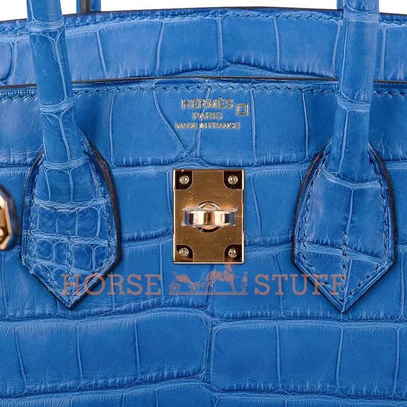 Hermès Birkin 25 Blue Zellige Matte Crocodile Alligator GHW