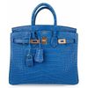 Hermès Birkin 25 Blue Zellige Matte Crocodile Alligator GHW