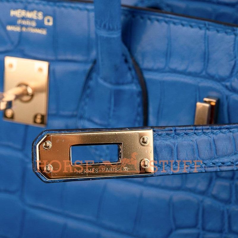 Hermès Birkin 25 Blue Zellige Matte Crocodile Alligator GHW