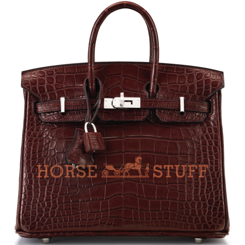 Hermès Birkin 25 Bordeaux Matte Crocodile Alligator PHW