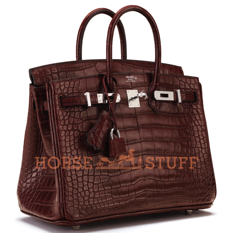 Hermès Birkin 25 Bordeaux Matte Crocodile Alligator PHW