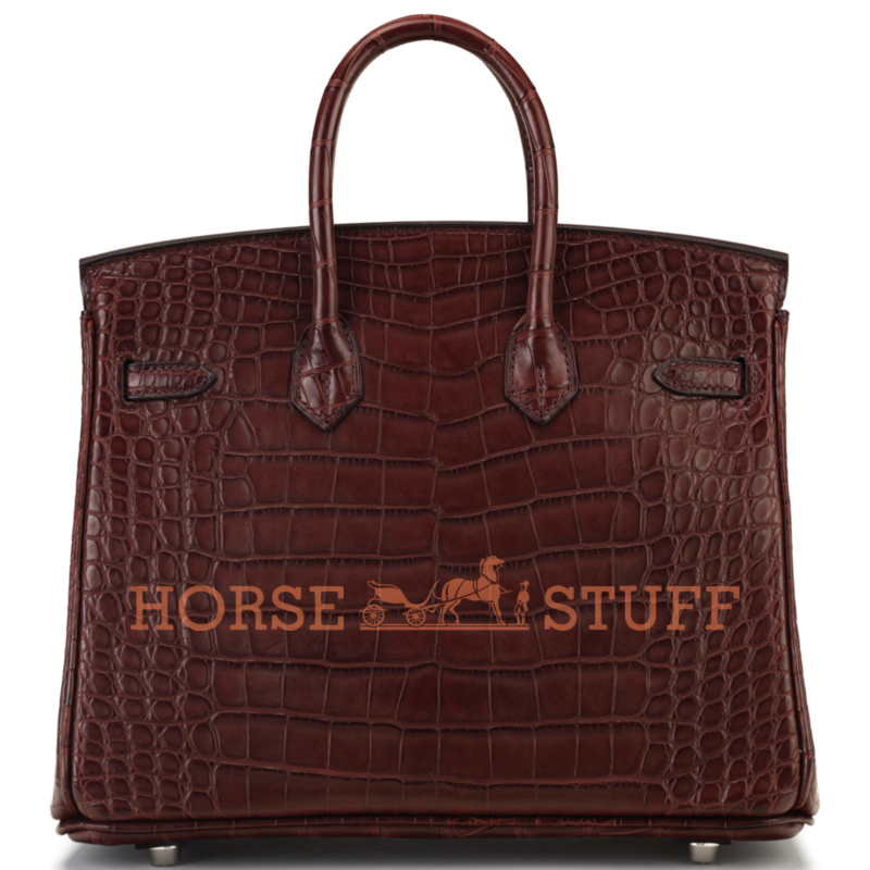 Hermès Birkin 25 Bordeaux Matte Crocodile Alligator PHW