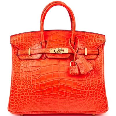 Hermès Birkin 25 Geranium Matte Crocodile Alligator GHW