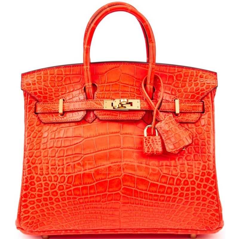 Hermès Birkin 25 Geranium Matte Crocodile Alligator GHW