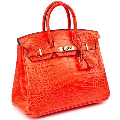 Hermès Birkin 25 Geranium Matte Crocodile Alligator GHW