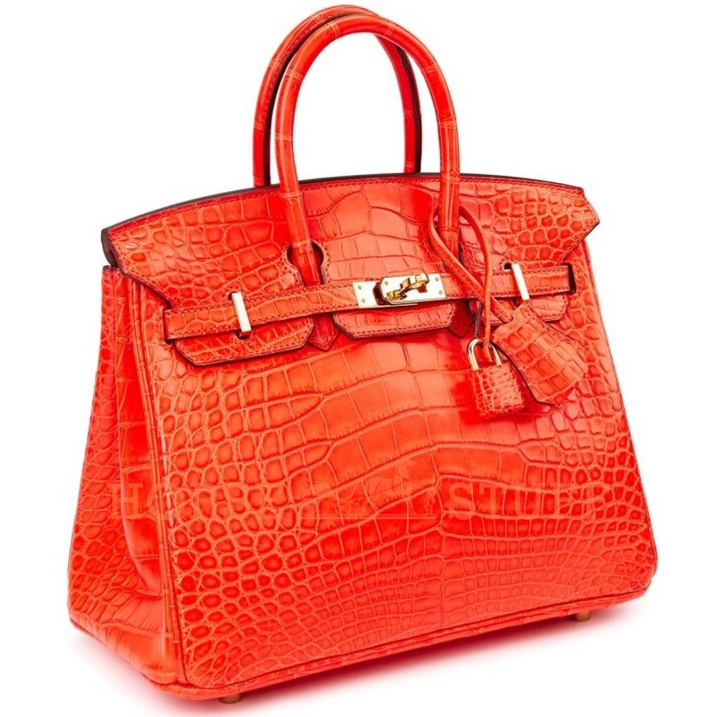 Hermès Birkin 25 Geranium Matte Crocodile Alligator GHW