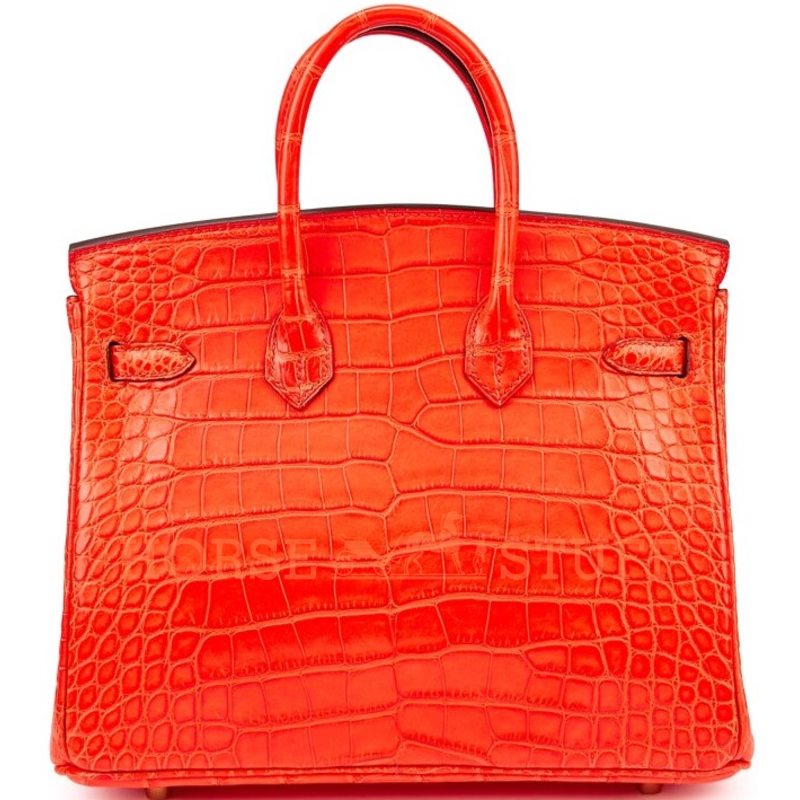 Hermès Birkin 25 Geranium Matte Crocodile Alligator GHW