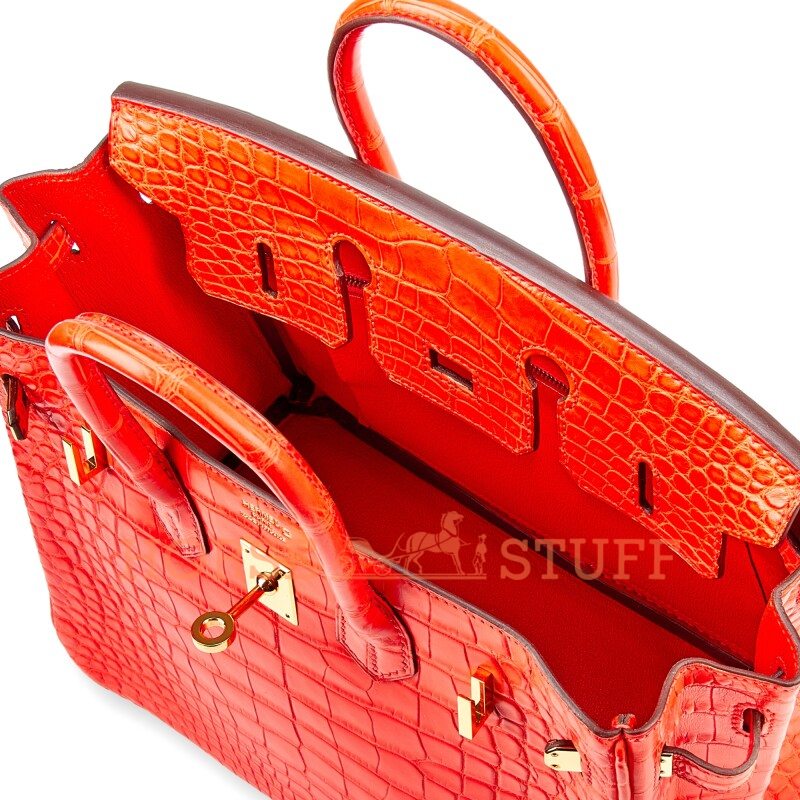 Hermès Birkin 25 Geranium Matte Crocodile Alligator GHW