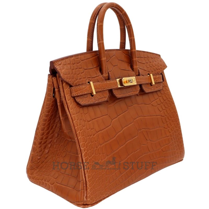 Hermès Birkin 25 Gold Matte Crocodile Alligator GHW