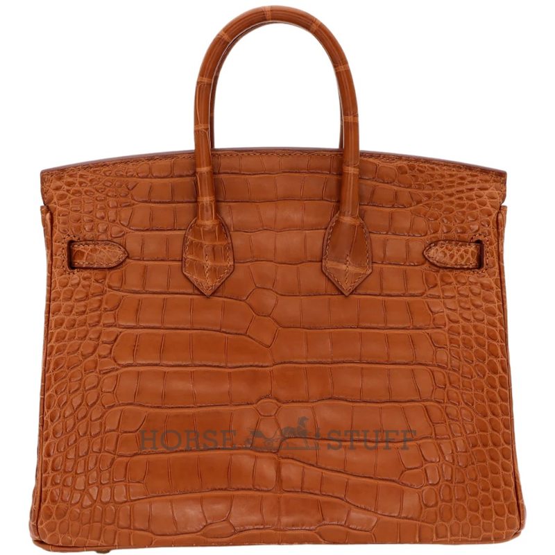 Hermès Birkin 25 Gold Matte Crocodile Alligator GHW