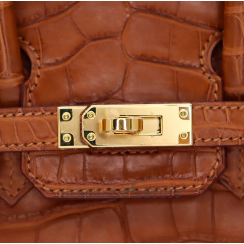 Hermès Birkin 25 Gold Matte Crocodile Alligator GHW