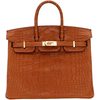 Hermès Birkin 25 Gold Matte Crocodile Alligator GHW