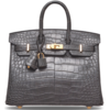 Hermès Birkin 25 Graphite Matte Crocodile Alligator GHW