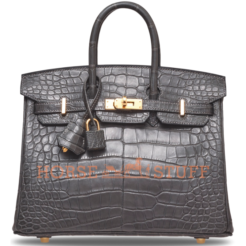 Hermès Birkin 25 Graphite Matte Crocodile Alligator GHW