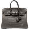 Hermès Birkin 25 Graphite Matte Crocodile Alligator PHW