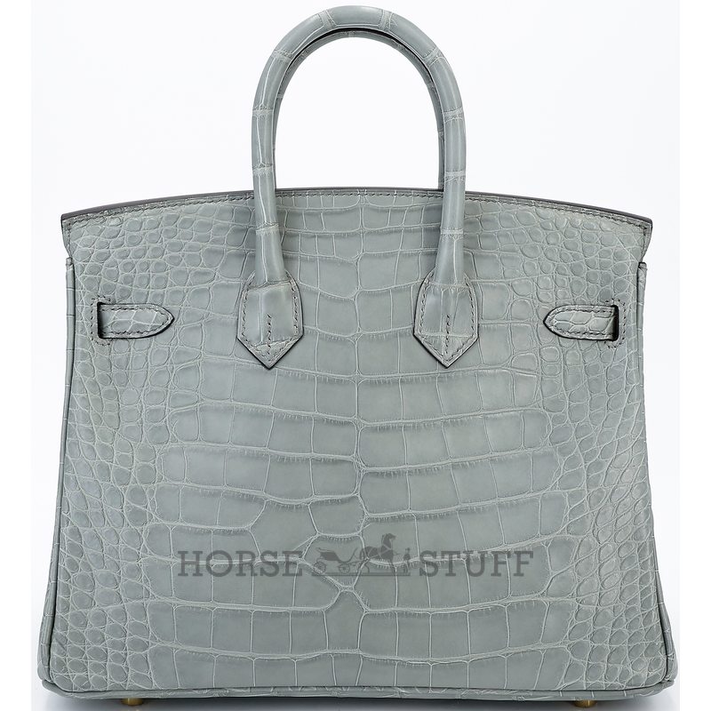 Hermès Birkin 25 Gris Ciment Matte Crocodile Alligator GHW
