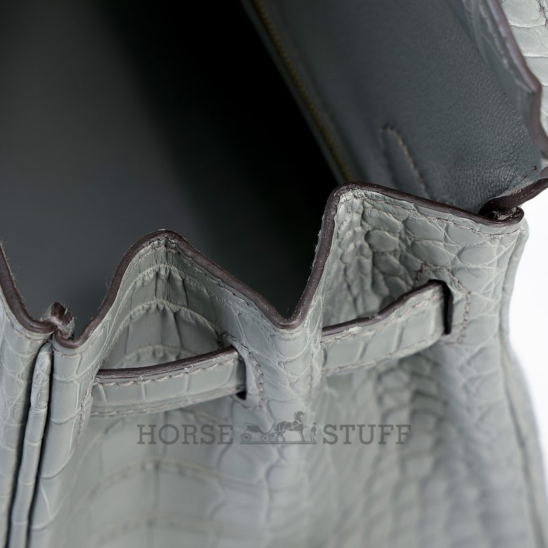 Hermès Birkin 25 Gris Ciment Matte Crocodile Alligator GHW