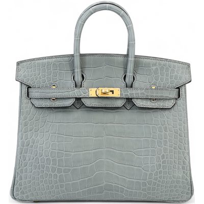 Hermès Birkin 25 Gris Ciment Matte Crocodile Alligator GHW