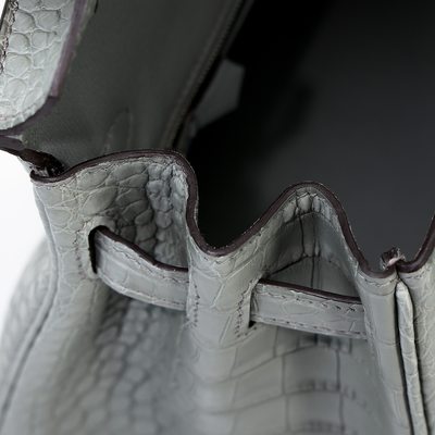 Hermès Birkin 25 Gris Ciment Matte Crocodile Alligator PHW