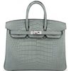 Hermès Birkin 25 Gris Ciment Matte Crocodile Alligator PHW