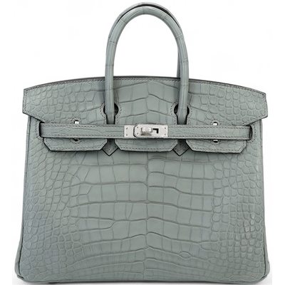 Hermès Birkin 25 Gris Ciment Matte Crocodile Alligator PHW