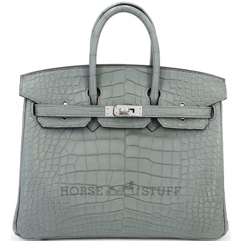 Hermès Birkin 25 Gris Ciment Matte Crocodile Alligator PHW