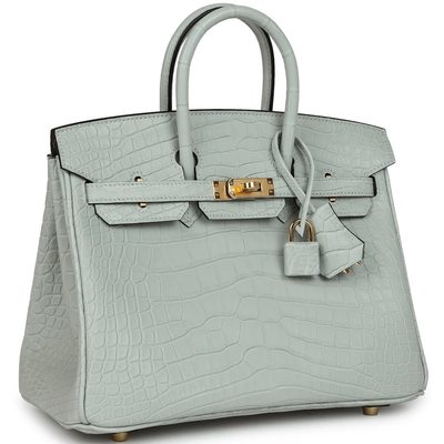 Hermès Birkin 25 Gris Neve Matte Crocodile Alligator GHW