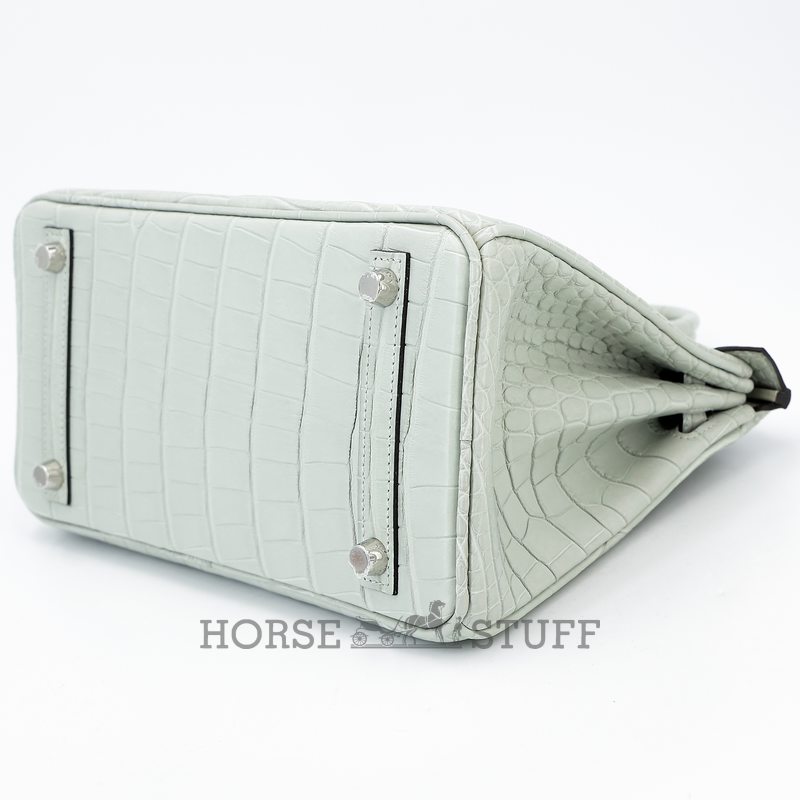 Hermès Birkin 25 Gris Neve Matte Crocodile Alligator PHW