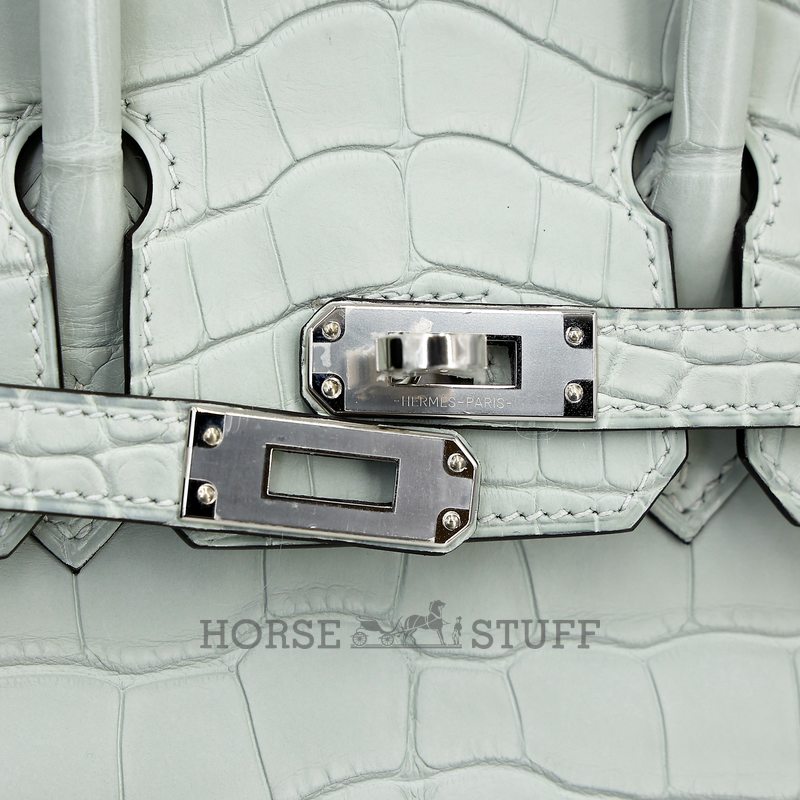 Hermès Birkin 25 Gris Neve Matte Crocodile Alligator PHW