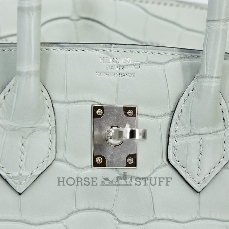 Hermès Birkin 25 Gris Neve Matte Crocodile Alligator PHW