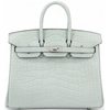 Hermès Birkin 25 Gris Neve Matte Crocodile Alligator PHW