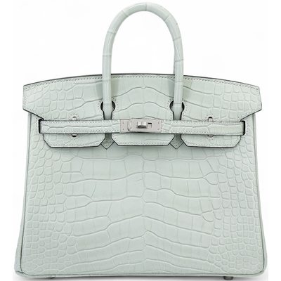 Hermès Birkin 25 Gris Neve Matte Crocodile Alligator PHW 