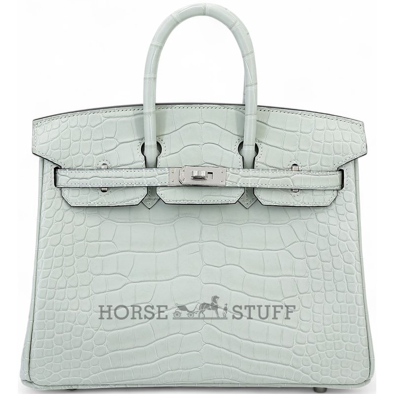 Hermès Birkin 25 Gris Neve Matte Crocodile Alligator PHW