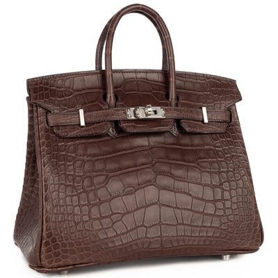 Hermès Birkin 25 Havane Matte Crocodile Alligator PHW