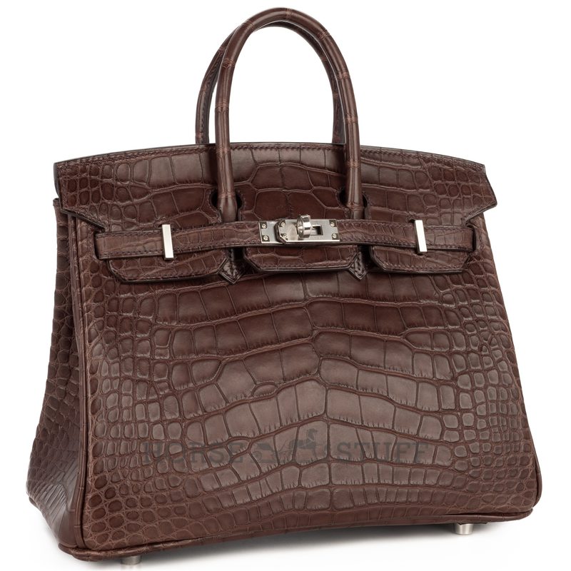 Hermès Birkin 25 Havane Matte Crocodile Alligator PHW