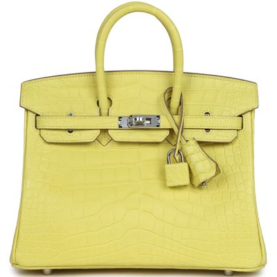 Hermès Birkin 25 Lime Matte Crocodile Alligator PHW