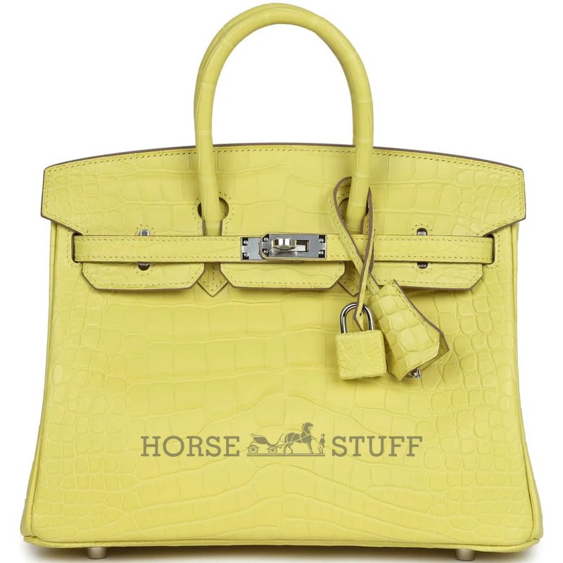 Hermès Birkin 25 Lime Matte Crocodile Alligator PHW