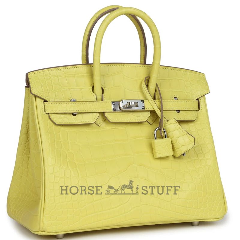 Hermès Birkin 25 Lime Matte Crocodile Alligator PHW