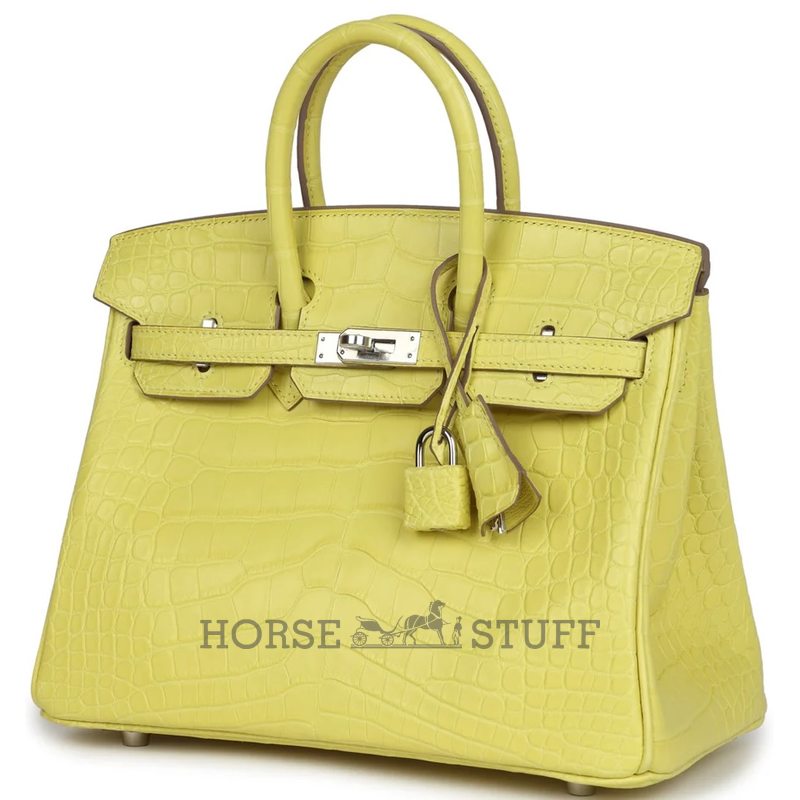 Hermès Birkin 25 Lime Matte Crocodile Alligator PHW