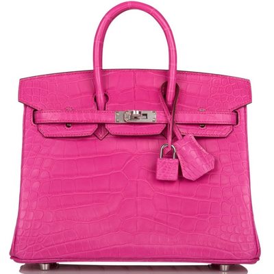 Hermès Birkin 25 Rose Shocking Matte Crocodile Alligator PHW