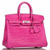 Hermès Birkin 25 Rose Shocking Matte Crocodile Alligator PHW