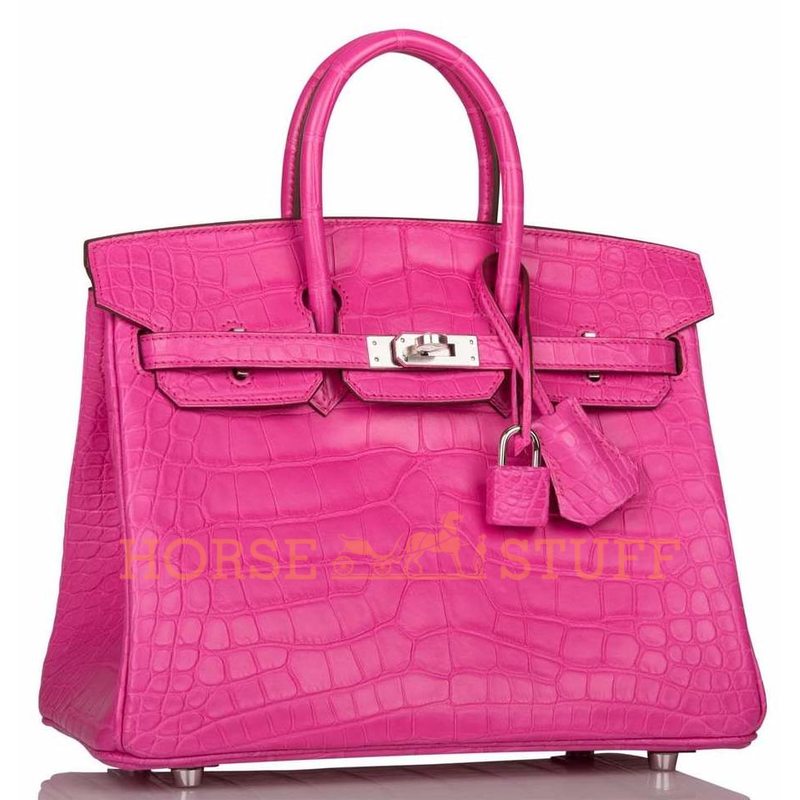 Hermès Birkin 25 Rose Shocking Matte Crocodile Alligator PHW