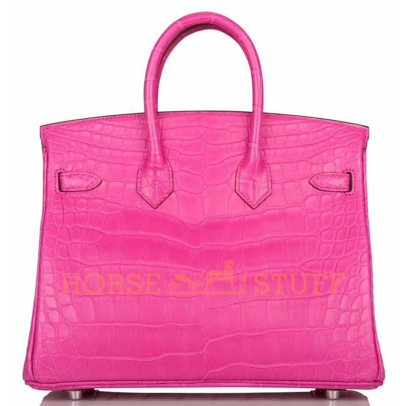 Hermès Birkin 25 Rose Shocking Matte Crocodile Alligator PHW